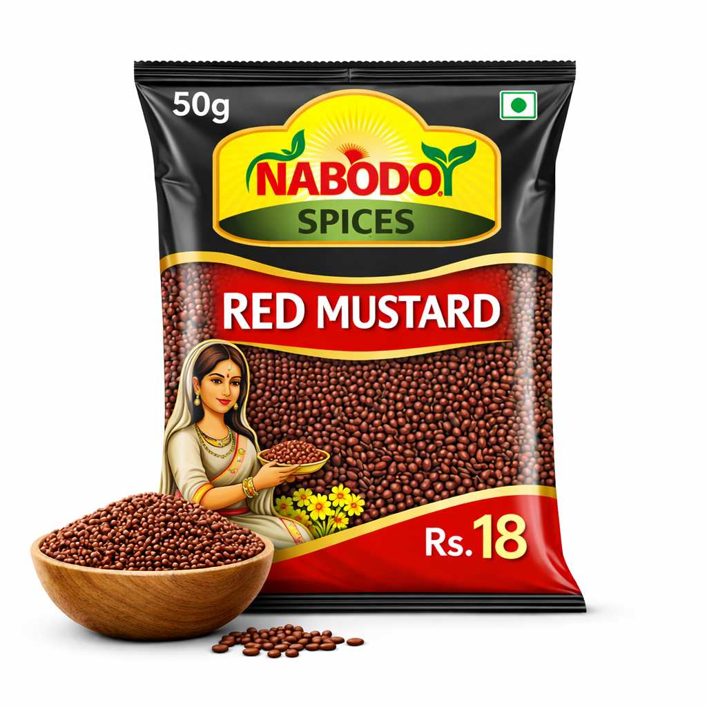 NABODOY Red Mustard Seeds 50g | Premium Quality Lal Sarson | Fresh, Aromatic & Natural Mustard for Cooking, Pickles and Tempering