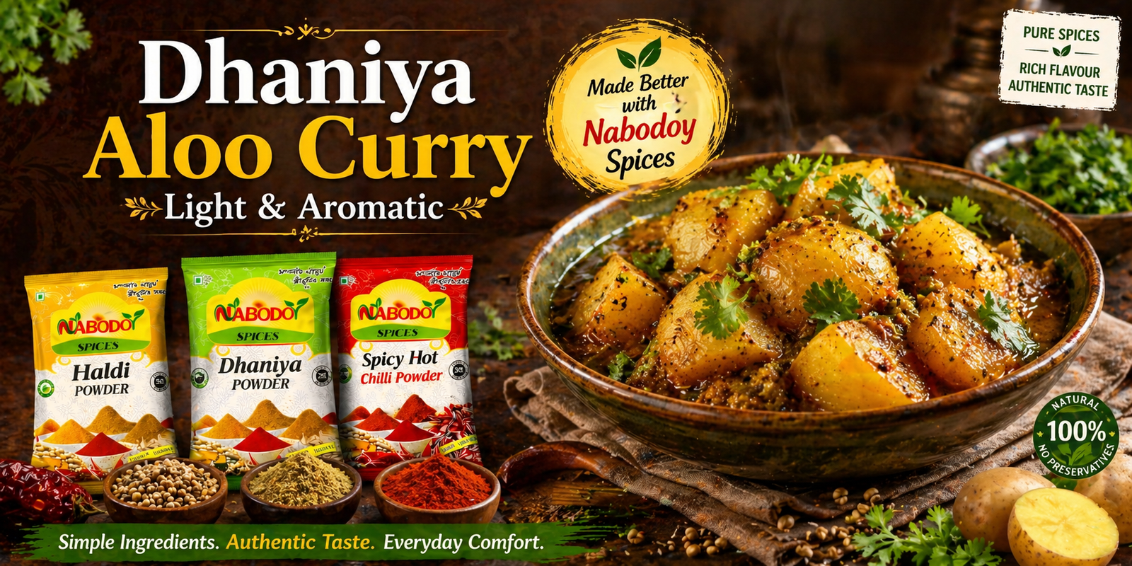 🥔 Dhaniya Aloo Curry – Light & Aromatic (Bengali Style Comfort in Every Bite)